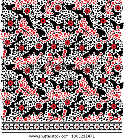 dot flower and zigzag pattern fabric and background or tiles use