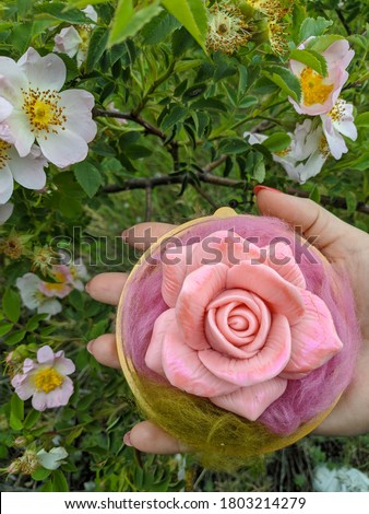 handmade soap in a flask Magic rose