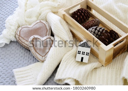 top view image of room interior still life. warm and cozy morning at home
