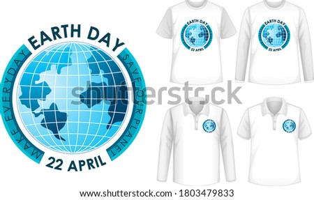 Mock up shirt with earth day icon illustration