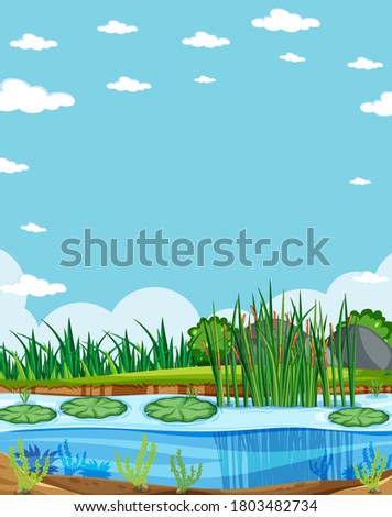 Empty sky in nature scene with swamp illustration