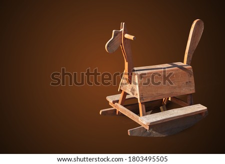 Wooden horse, rocking horse isolated from the background, clipping part