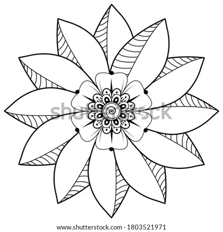 Circular pattern in form of mandala with flower for henna, mehndi, tattoo, decoration. 