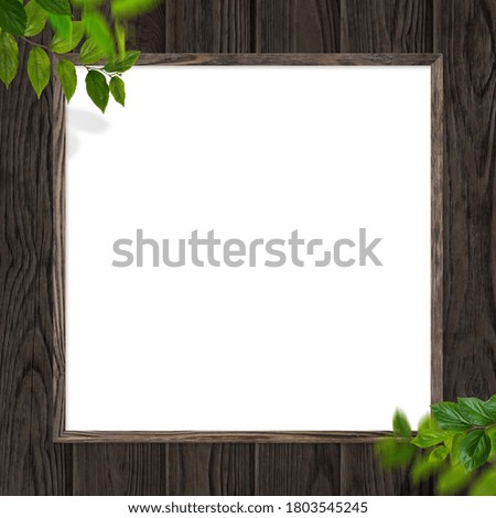 Picture frame hung on a wooden wall