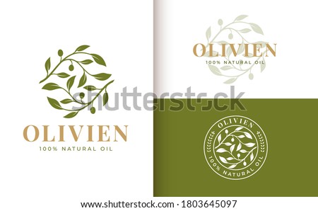 olive branch logo design with 3 options Royalty-Free Stock Photo #1803645097