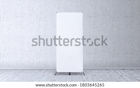 X-stand banner mockup. Blank template banner display for preview.  Royalty-Free Stock Photo #1803645265
