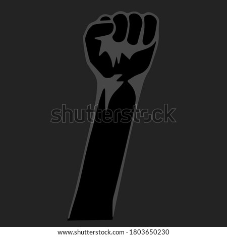 Black fist on black background. Icon. Banner. Black Lives Matter. Blackout. Social justice concept. Vector.  Royalty-Free Stock Photo #1803650230