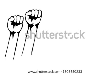 Black fists on white background. Banner. Black Lives Matter. Blackout. Social justice concept. Vector. Royalty-Free Stock Photo #1803650233