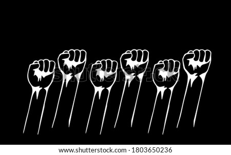 Fists on black background. Banner. Black Lives Matter. Blackout. Social justice concept. Vector. Royalty-Free Stock Photo #1803650236