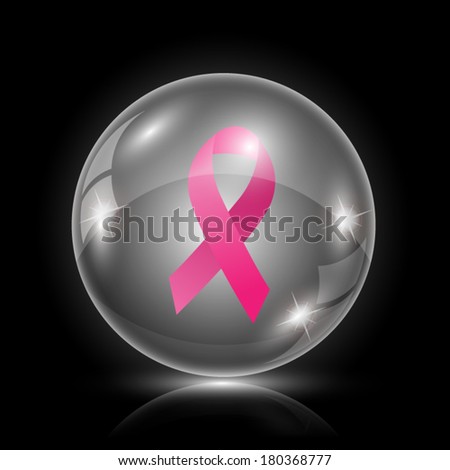 Shiny glossy icon - glass ball on black background