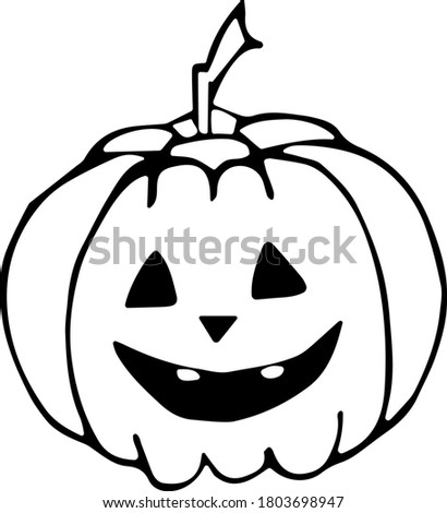 Vector illustration of a pumpkin with a face for Halloween in the Doodle style. The concept of holiday, fear, horror, fun, Halloween. Can be used for fabric, textiles, paper, Wallpaper, books.