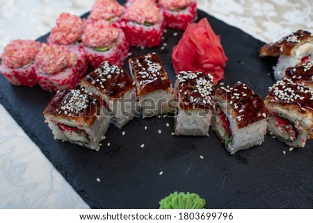 Delicious, juicy and mouth-watering California luxury rolls and signature dragon