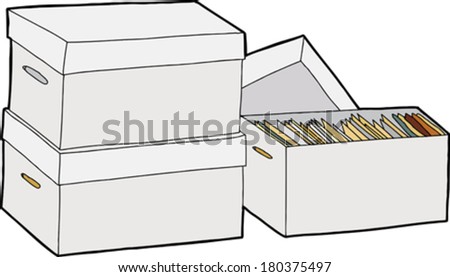 Three boxes with documents over isolated white background