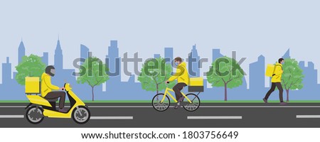 Delivery service background. Delivery home and office to the pandemic in the city