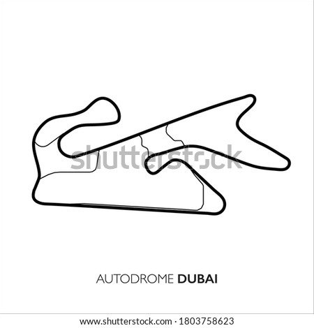 Dubai Autodrome circuit, Dubai. Motorsport race track vector map Royalty-Free Stock Photo #1803758623