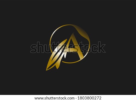 A Letter Modern Monogram Flourish Linked Rounded Golden Logo
