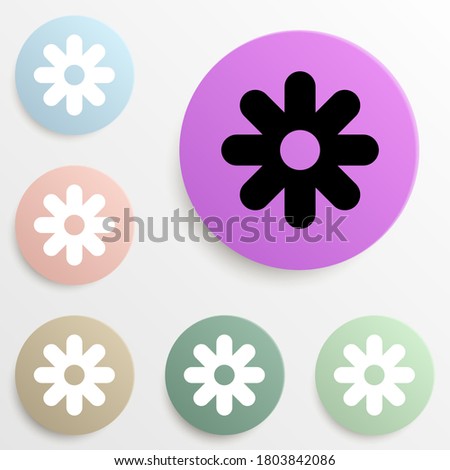 flower badge color set. Simple glyph, flat vector of web icons for ui and ux, website or mobile application