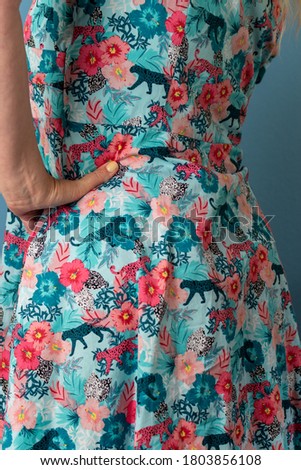 rear view of an unsual rockabilly style dress with panthers 