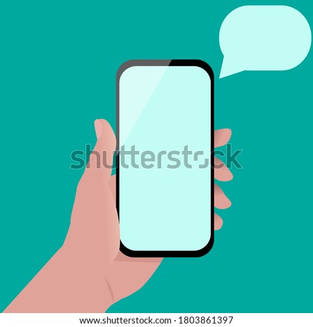 Infographics with hand holding a smartphone. Blank screen. Vector illustration