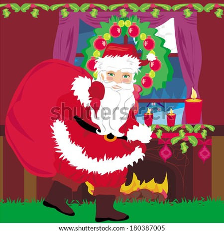 santa claus with a bag of gifts 