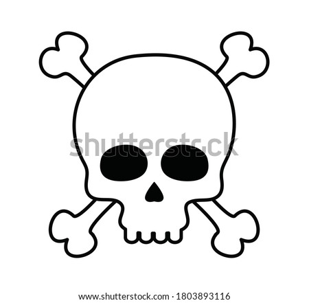 Skull vector black and white isolated on white background.Skull emoticon.Bones vector. Skull clipart.