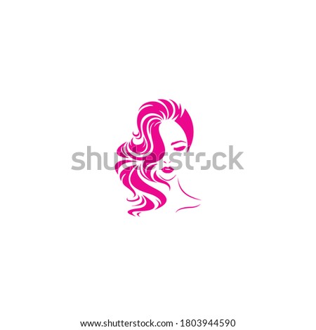 Vector - illustration of women short hairstyle icon, pink color logo women face on white background, The concept for beauty salon, accessories, fashion, cosmetics.vector


