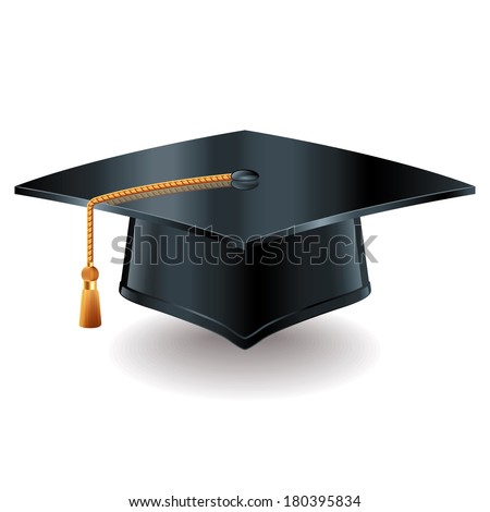 Graduation cap isolated on white photo-realistic vector illustration