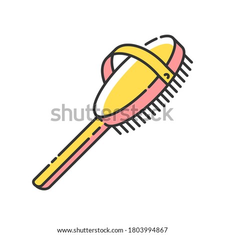 Natural bath brush RGB color icon. Zero waste lifestyle, personal hygiene. Responsible consumption. Brush from biodegradable material isolated vector illustration