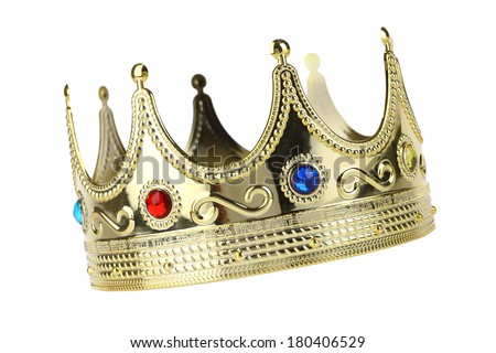 Kings crown cutout, isolated on white background Royalty-Free Stock Photo #180406529