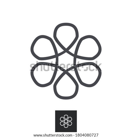 Vector Abstract Line Art, Flower Logo.