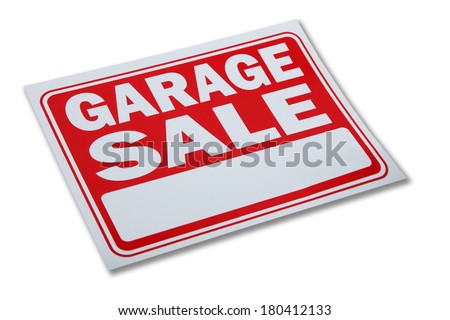 Garage sale sign on white background