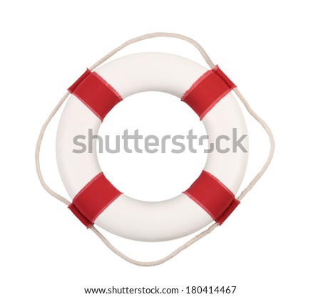 Life preserver cut out, isolated on white background Royalty-Free Stock Photo #180414467