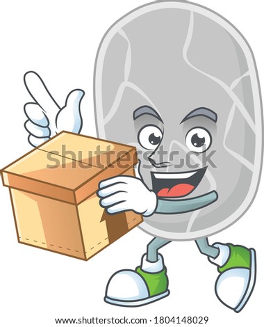 cartoon design style of nitrospirae with gift box. Vector illustration