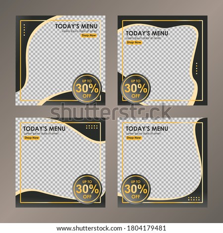 Set of square banner template. Design combination of shape & line with yellow and black color. Suitable for social media post & ads promotion content with photo collage