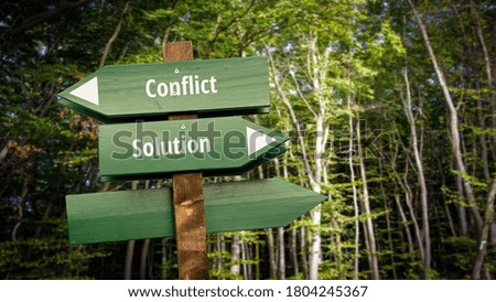 Street Sign the Direction Way to Solution versus Conflict