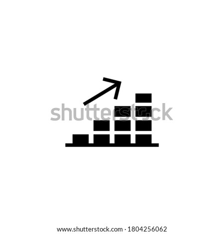Growth Icon in black flat glyph, filled style isolated on white background
