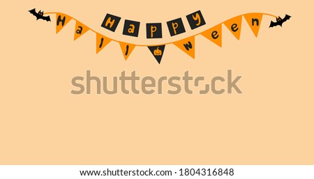 Happy Halloween bunting flag vector on orange background for banner , website header etc. 