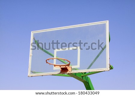 basketball boxes in the blue sky, closeup of photo