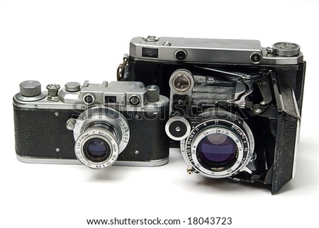 two vintage old cameras