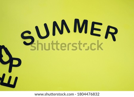            The word Summer on the yellow background                    