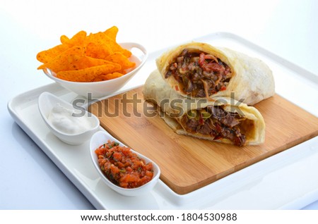 beef wrap dish for cafe restaurant white background
