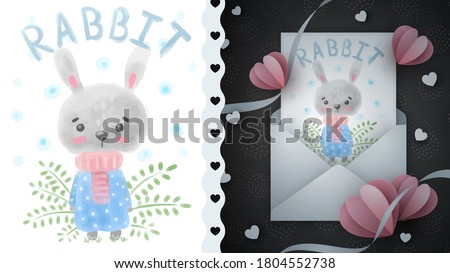 Cute easter rabbit - idea for greeting card.