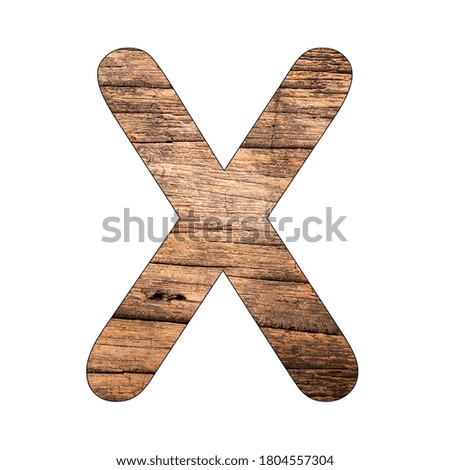 Alphabet letter X on rustic wood background