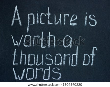 Chalkboard lettering "A picture is worth a thousand words"