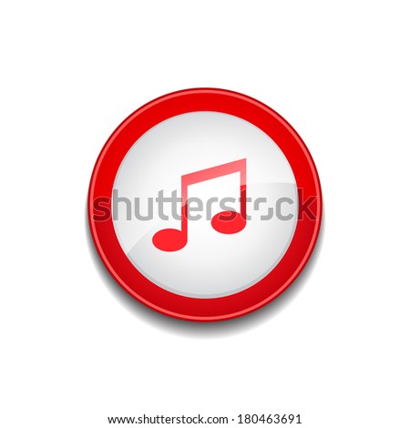 Music Notes Circular Vector Red Web Icon Button