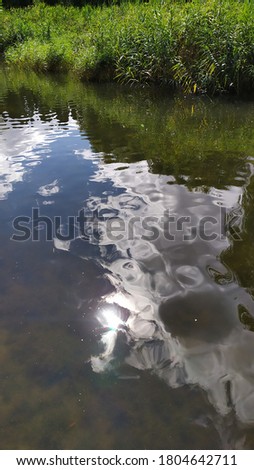 Abstract reflection of sky with clouds in the lake