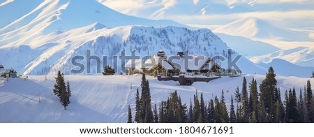 Sun Valley downhill skiing in Idaho Royalty-Free Stock Photo #1804671691