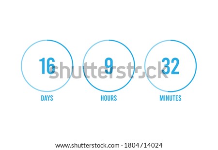 Count timer icon. Vector emblem of hours left in flat style. Hour down icon with ribbon. Countdown left days banner. vector illustration eps10.