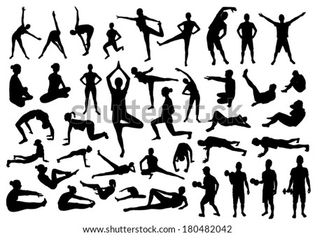 Fitness silhouettes Royalty-Free Stock Photo #180482042