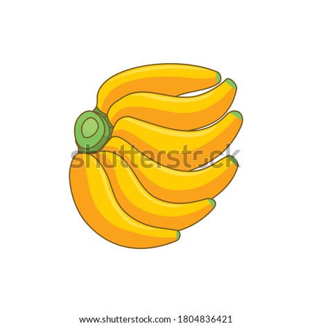 Cartoon bananas. Peel banana, yellow fruit Group